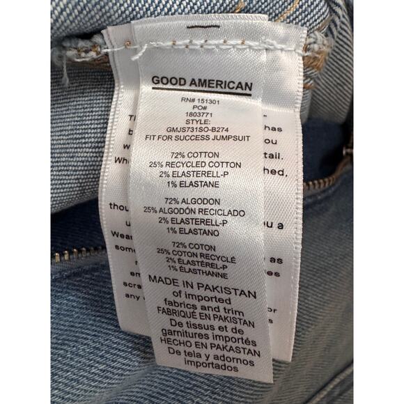 Good American Fit For Success Denim Jumpsuit Light Wash Size Large NWT - Picture 9 of 11